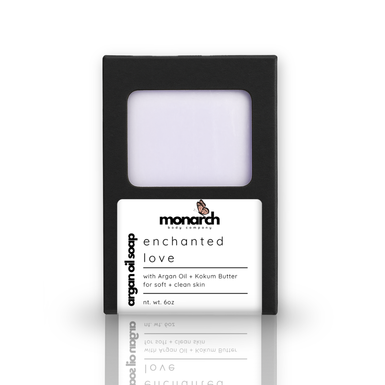 Monarch Body Company soap bar in a black box on a white background